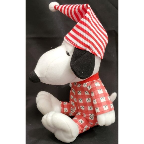 Peanuts SNOOPY plush jingle bell stuffed animal in Christmas Pajamas pjs Whitman - Picture 4 of 12